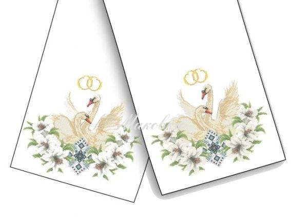 Свадебный рушнык РВ-048 лебеди и лилии, 200х45 см, Бісерок, рисунок на ткани Свадебный рушнык РВ-048 лебеди и лилии, 200х45 см, Бісерок, рисунок на ткани