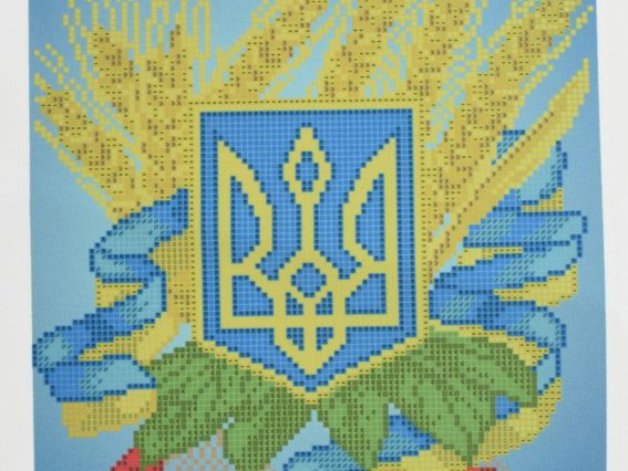 ЧВ-3465 Тризуб, калина, колоски, друк на тканині для вишивання бісером, Бісерок