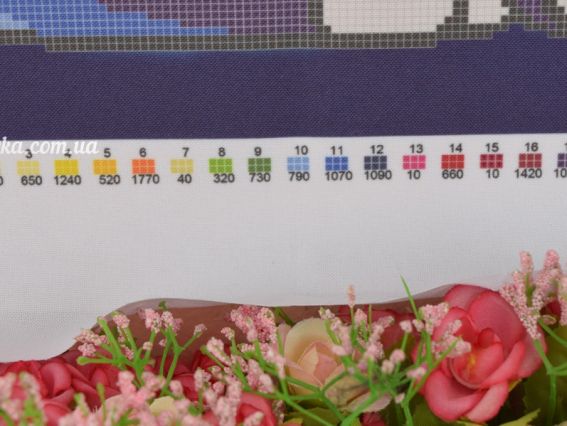 ЧВ-5367 (10 бис) Веселковий кіт, 28х37 см, Бісерок малюнок  на габардині 