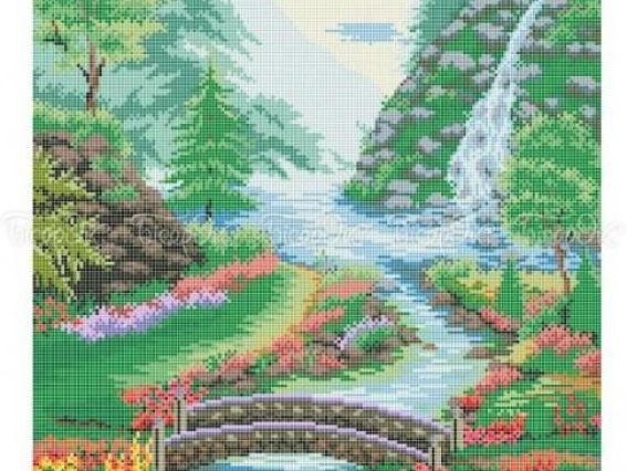 Схема (рисунок) на ткани ЧВ-7033 Над речкой, А2, Бісерок Схема (рисунок) на ткани ЧВ-7033 Над речкой, А2, Бісерок