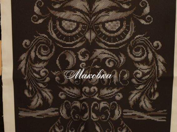 Схема (рисунок) на ткани ЧВ-7053 Сова, серебро, А2 (39х54 см), Бисерок