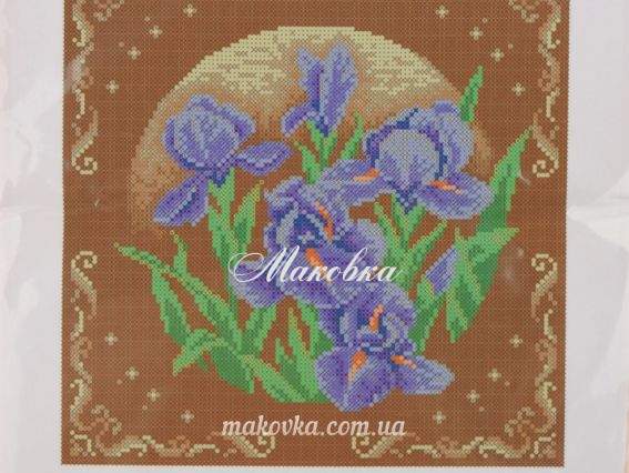 Заготовка для вышивания Т-310 тайстра Ирисы 23,5х23,5 см Бисерок