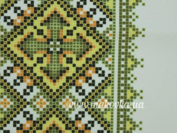 ЧБ-543-З Зелена з жовтим Вставка з малюнком для вишивки Чоловічої сорочки , Бісерок