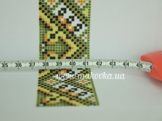 ЧБ-543-З Зелена з жовтим Вставка з малюнком для вишивки Чоловічої сорочки , Бісерок