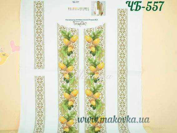 ЧБ-557 Желуди и орнамент Вставка с рисунком для вышивки Мужской сорочки , Бісерок