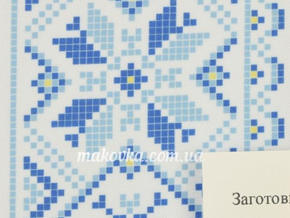 Х504г-ГБ Заготовка сорочки для хлопчика біла, Зіронька голуба, габандин, Бісерок