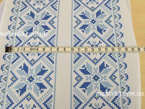 Х504г-ГБ Заготовка сорочки для хлопчика біла, Зіронька голуба, габандин, Бісерок