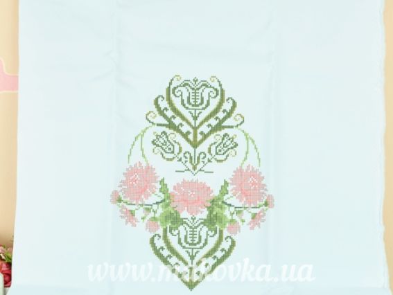 Б-145-ГБ Заготовка Блуза Хризантеми, габардин колір білий Бісерок