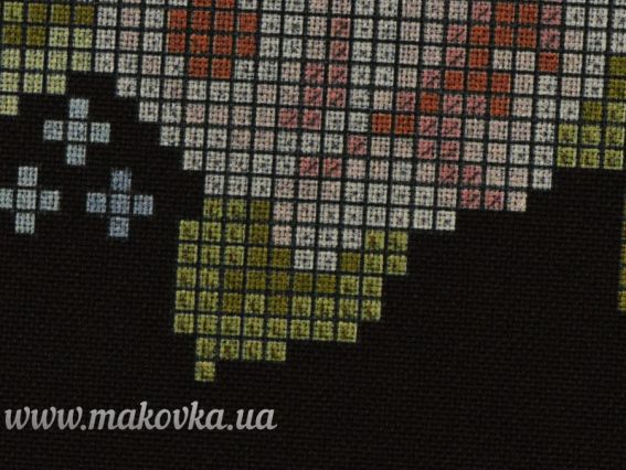 Б-140ГЦ Заготовка Блуза Маленькі трояндочки, габардин, чорна, Бісерок