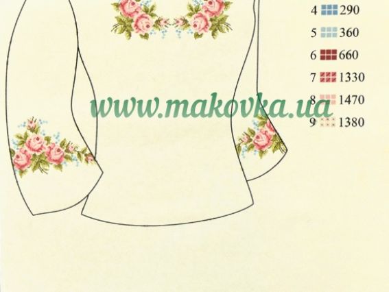 Б-140ГЦ Заготовка Блуза Маленькі трояндочки, габардин, чорна, Бісерок