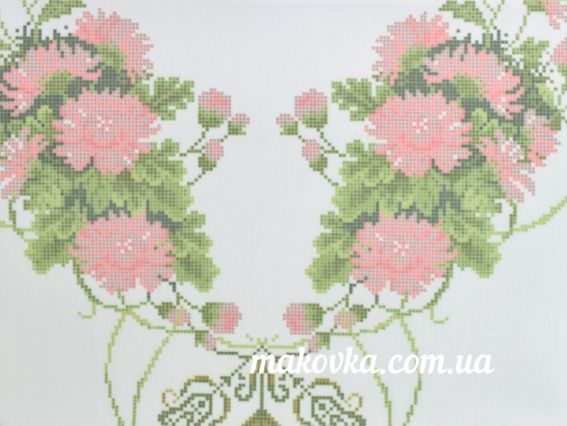 Б-145ДМ Заготовка Блуза Хризантеми, домотка, домотканна колір білий Бісерок