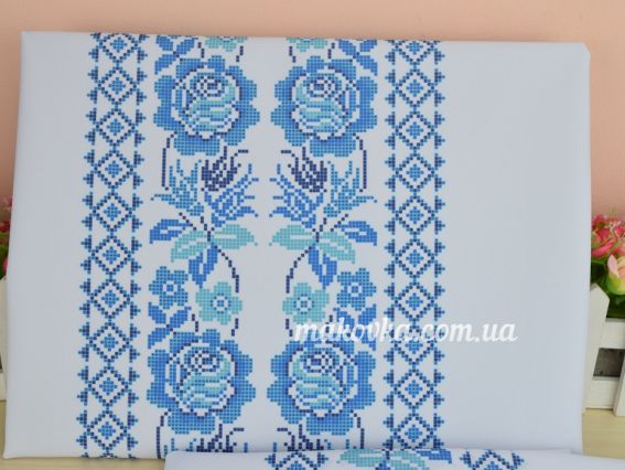 Б-180ГБ Заготовка Блуза Уквітчана весна, габардин, колір Біла, Бісерок