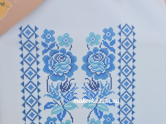 Б-180ГБ Заготовка Блуза Уквітчана весна, габардин, колір Біла, Бісерок