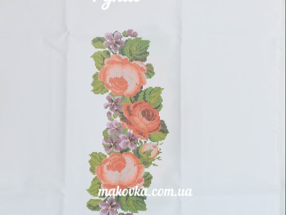 Б-93ГБ Заготовка для вишиванки Блуза Троянди , габардин, колір Біла, Бісерок