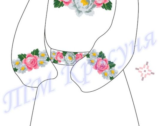 Платье детское №10 Нежные Розы, Красуня, длинный рукав, домотканая ткань с рисунком Платье детское №10 Нежные Розы, Красуня, длинный рукав, домотканая ткань с рисунком