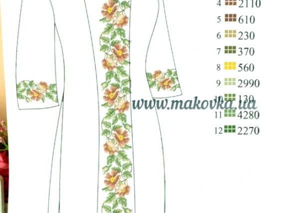 Заготовка Плаття з довгими рукавами Шипшина 121, габардин, колір льон Бісерок П-121ГБ