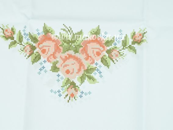 П-140ГБ Заготовка Плаття з корроткими рукавами Маленькі трояндочки, габардин, колір біле Бісерок