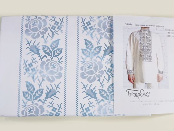 Ч-099с Дм Заготовка Сорочка мужская Розы монохром, ТМ Бисерок