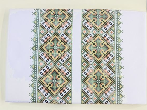 Ч-453-з Дм чоловіча Сорочка Орнамент жовто-зелений, Бісерок заготовка на домоткана тканина під вишивку