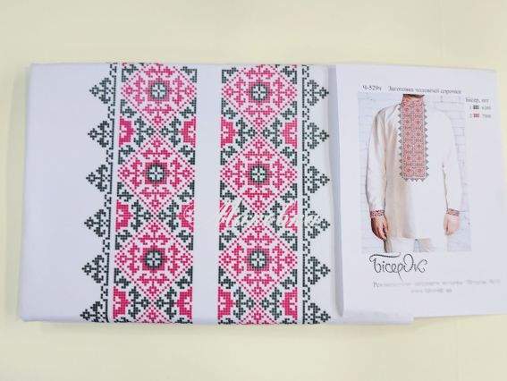 Ч-529ч Дм Заготовка Сорочка мужская Орнамент черно-красный, ТМ Бисерок