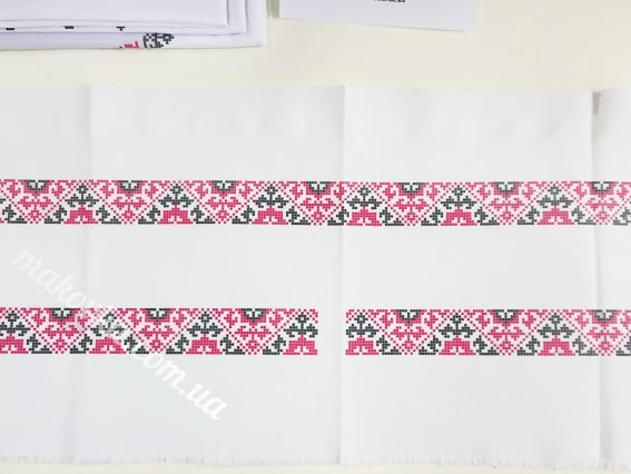 Ч-529ч Дм Заготовка мужская Сорочка Орнамент красно-черный, ТМ Бисерок, на домотканая ткань под вышивку