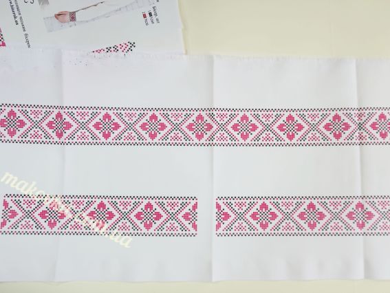 Ч-542ч Дм чоловіча Сорочка Орнамент червоно-чорний, Бісерок заготовка на домоткана тканина під вишивку