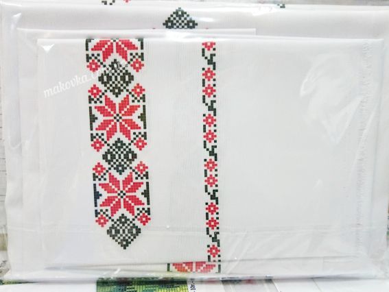 Ч-602 Дм Заготовка Сорочка мужская Орнамент красно-черный, ТМ Бисерок, на домотканая ткань под вышивку