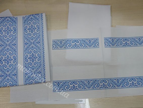 Х-519ч-Дм Синій ОРНАМЕНТ  Заготовка Сорочка хлопчача Орнамент, домотканна. біла, Бісерок