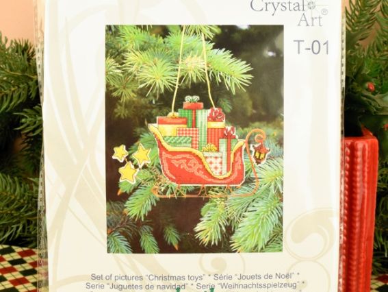 Т-01 Серія новорічні іграшки (санчата), вишивка хрестом Crystal Art (ЧМ)