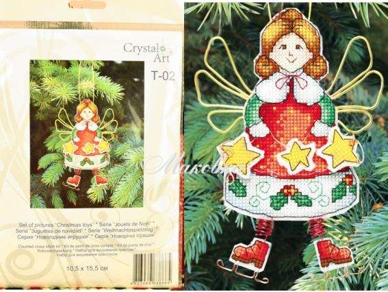 Т-02 Серія Новорічні іграшки (Янгол) Crystal Art Набір для вишивання хрестиком Т-02 Серія Новорічні іграшки (Янгол) Crystal Art Набір для вишивання хрестиком