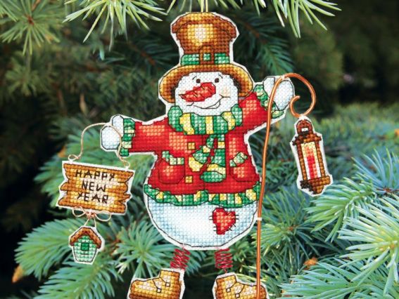 Т-04 Серія новорічні іграшки (сніговик), вишивка хрестом Crystal Art (ЧМ)