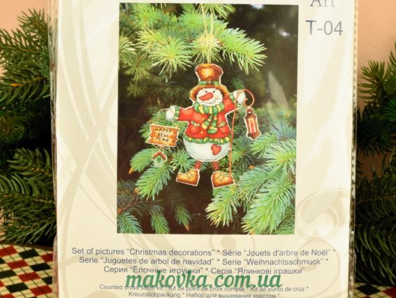 Т-04 Серія новорічні іграшки (сніговик), вишивка хрестом Crystal Art (ЧМ)