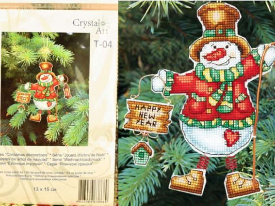 Т-04 Серія Новорічні іграшки (Сніговик) Crystal Art Набір для вишивання хрестиком Т-04 Серія Новорічні іграшки (Сніговик) Crystal Art Набір для вишивання хрестиком