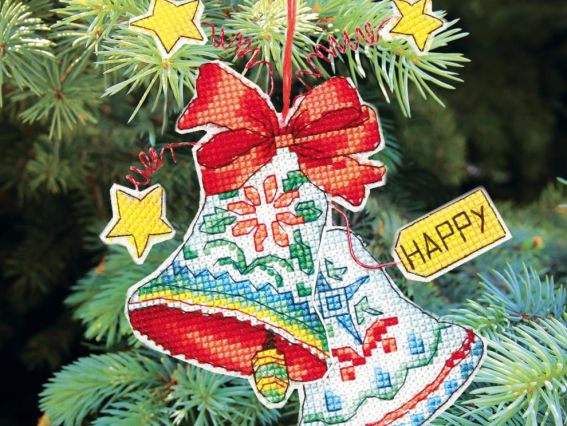 Набор для вышивания  Т-06 Серия Новогодние игрушки (Колокольчики), вишивка крестом Crystal Art (ЧМ)