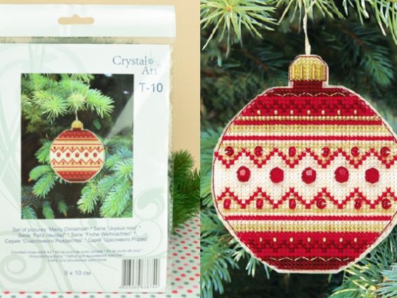 Т-10 новорічна іграшка Зимовий вечір (куля червона) Crystal Art Набір для вишивання хрестиком Т-10 новорічна іграшка Зимовий вечір (куля червона) Crystal Art Набір для вишивання хрестиком