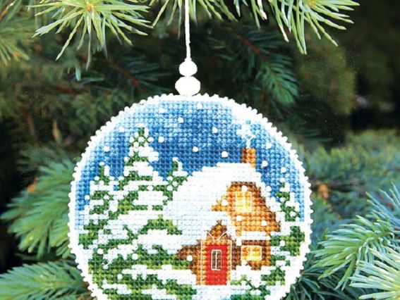 Набір для вишивання новорічна іграшка Зимовий вечір (будинок) Т-15 Crystal Art