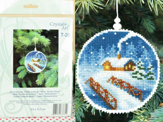 Т-20 новогодняя игрушка Зимний вечер (мост, дом) Crystal Art Набор для вышивания крестом  Т-20 новогодняя игрушка Зимний вечер (мост, дом) Crystal Art Набор для вышивания крестом 