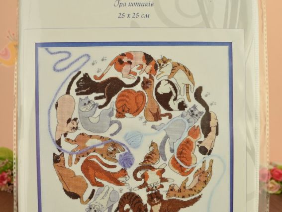 ВТ-196 Гра котиків, набір для вишивання хрестом Crystal Art (ЧМ)