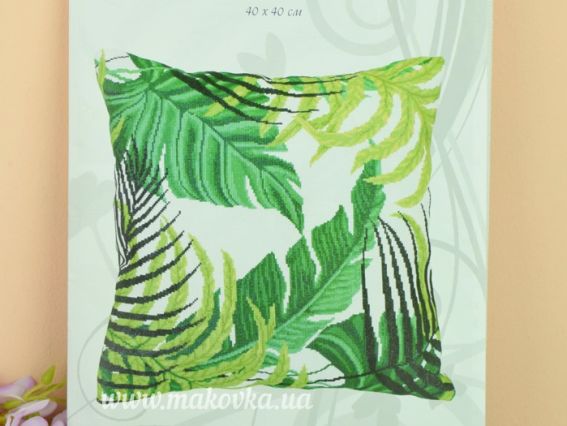 ВТ-198 Подушка Тропічне листя, набір для вишивання хрестом Crystal Art (ЧМ) 40х40см