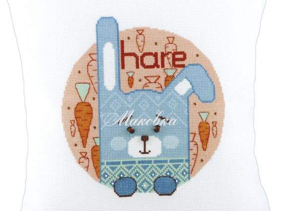 Подушка ВТ-210 Світ тварин (заєць) Crystal Art Набір для вишивання хрестиком