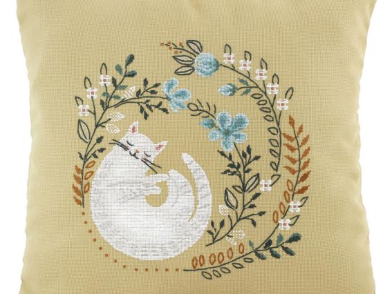 ВТ-218 Серія літній сон (білий кіт) 40х40см, набір для вишивання хрестом Crystal Art (ЧМ)