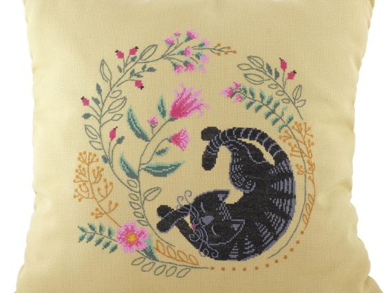 ВТ-222 Серія літній сон (чорний кіт) 40х40см, набір для вишивання хрестом Crystal Art (ЧМ)