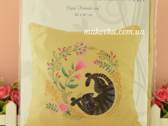 ВТ-222 Серія літній сон (чорний кіт) 40х40см, набір для вишивання хрестом Crystal Art (ЧМ)