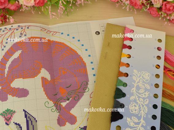 ВТ-222 Серія літній сон (чорний кіт) 40х40см, набір для вишивання хрестом Crystal Art (ЧМ)