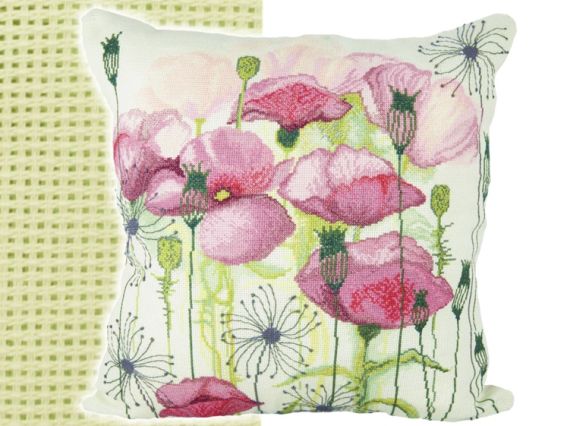 Подушка ВТ-254 Дихання літа (маки) Crystal Art Набір для вишивання нитками Подушка ВТ-254 Дихання літа (маки) Crystal Art Набір для вишивання нитками