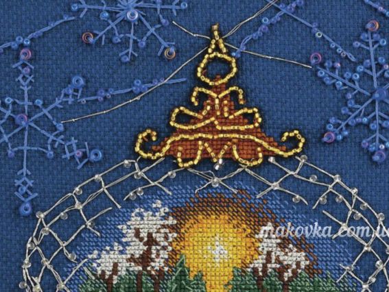 Набор для вышивания крестиком М-330 Серия Рождественское сияние (лес на елочном шаре), Чаривна мыть