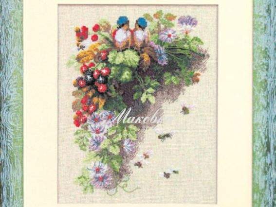 №583 Пташки в ожині Чарівна мить, набір для вишивання нитками