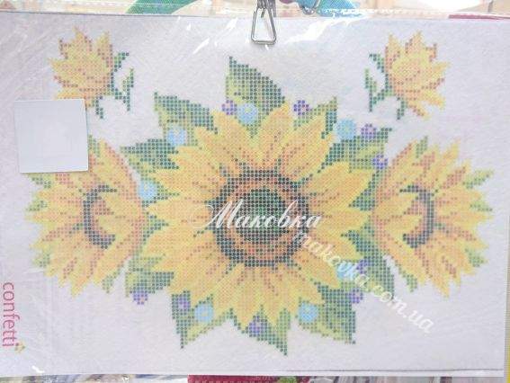 Соняшник і волошки К 283 Confetti Флізелін водорозчинний пришивний з малюнком  Соняшник і волошки К 283 Confetti Флізелін водорозчинний пришивний з малюнком 