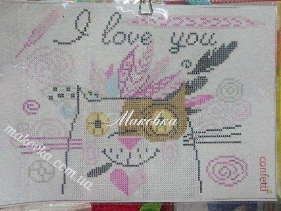 Кот мистик К 330 Confetti Флизелин водорастворимый пришивной с рисунком 