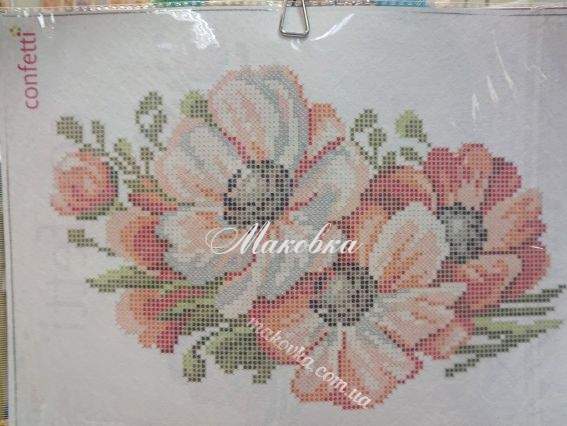 Маки (Анемони) К 334 Confetti флізелін водорозчинний пришивний з малюнком  Маки (Анемони) К 334 Confetti флізелін водорозчинний пришивний з малюнком